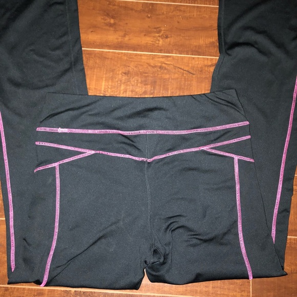 Black Bootcut Leggings with Pink Stitching - Picture 2 of 5